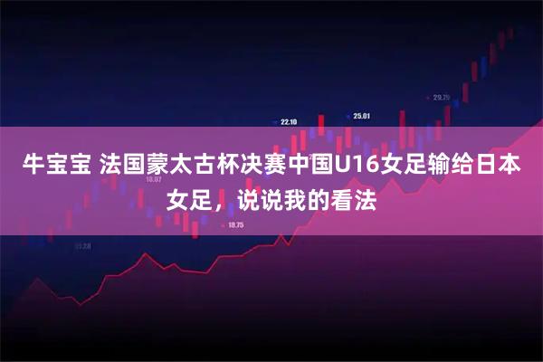 牛宝宝 法国蒙太古杯决赛中国U16女足输给日本女足，说说我的看法